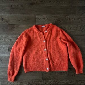 NWOT Naïs Alpaca Wool Blend Orange Cardigan Sweater Small Made In Italy